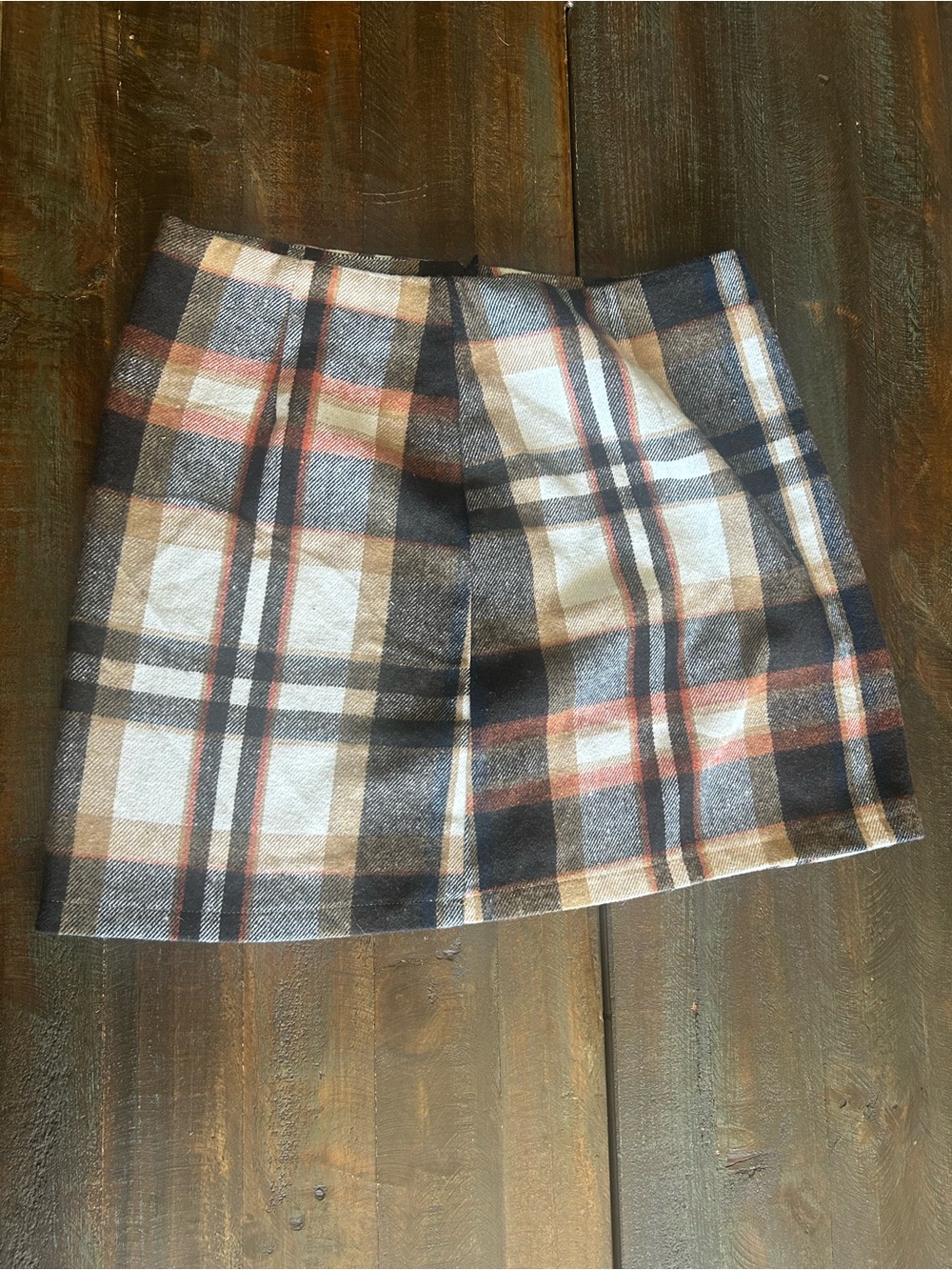 SHEIN Plaid Mini Skirt in Black, Cream & Brown